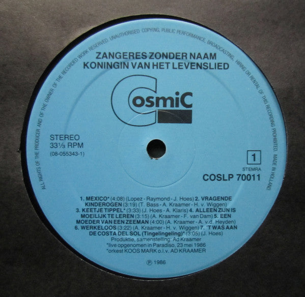 Zangeres Zonder Naam : De Koningin Van Het Levenslied - Een Overzicht Van 50 Jaar (2xLP, Comp)