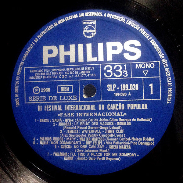 Various : III Festival Internacional Da Canção Popular Rio (Fase Internacional) (LP, Comp)