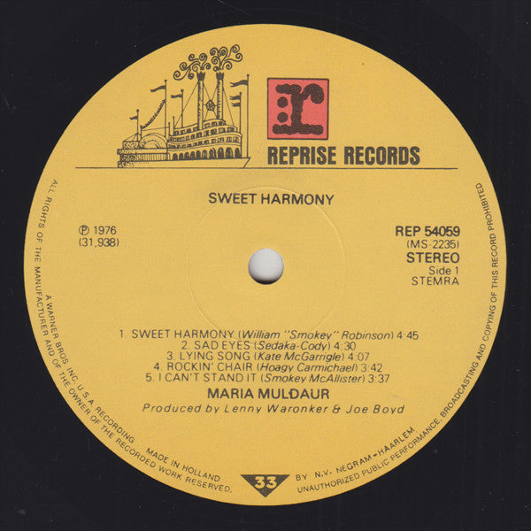 Maria Muldaur : Sweet Harmony (LP, Album)
