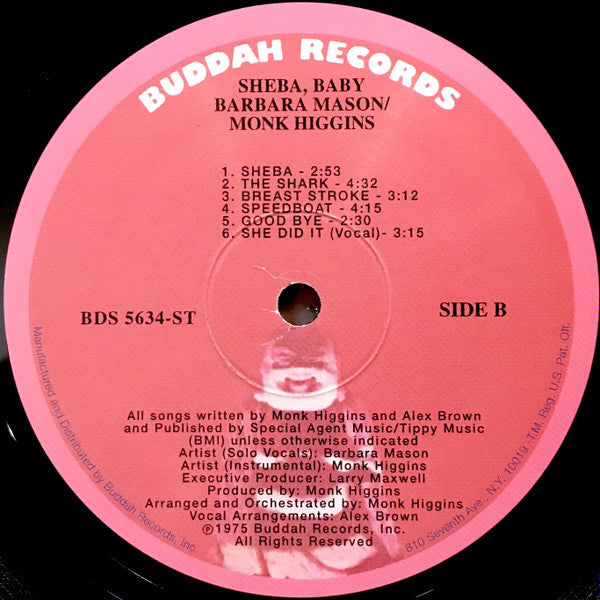 Monk Higgins & Alex Brown : Sheba, Baby (LP, Album, RE)
