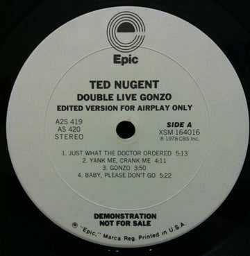 Ted Nugent : Double Live Gonzo! Edited Version For Airplay Only (LP, Promo)