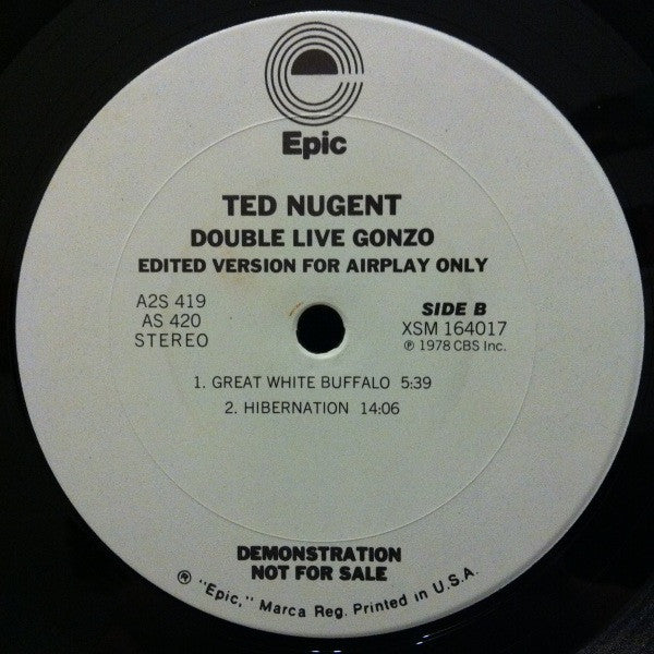 Ted Nugent : Double Live Gonzo! Edited Version For Airplay Only (LP, Promo)