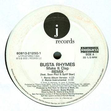 Busta Rhymes Feat. Sean Paul & Spliff Star : Make It Clap (Remix) (12")