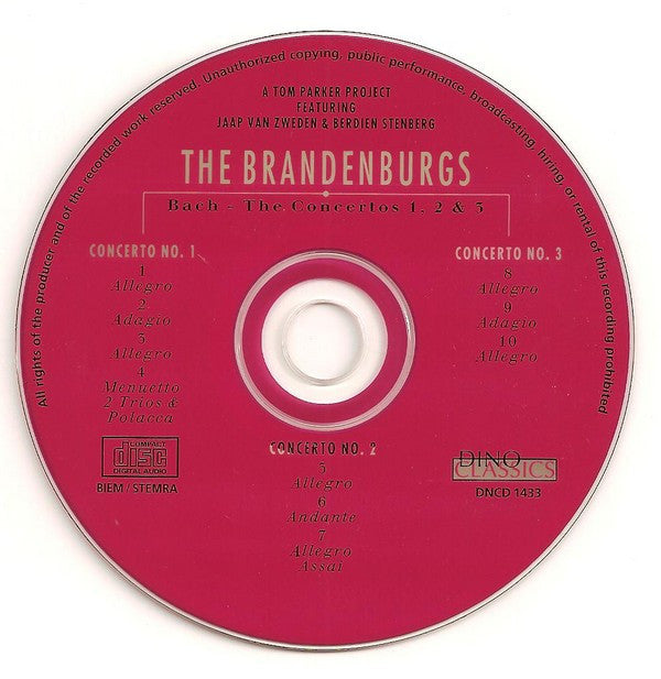 Tom Parker Featuring Berdien Stenberg & Jaap van Zweden / Johann Sebastian Bach : The Brandenburgs - The Concertos 1, 2 & 3 (A Tom Parker Project) (CD, Album)