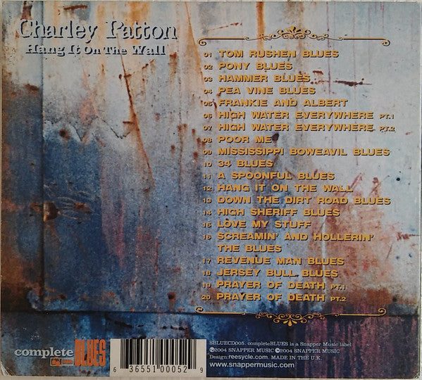 Charley Patton : Hang It On The Wall (CD, Comp, Dig)