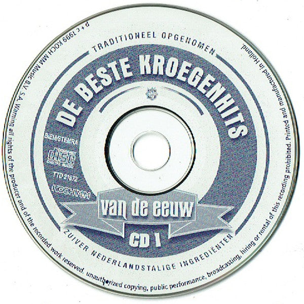 Various : De Beste Kroegenhits Van De Eeuw (2xCD, Comp)