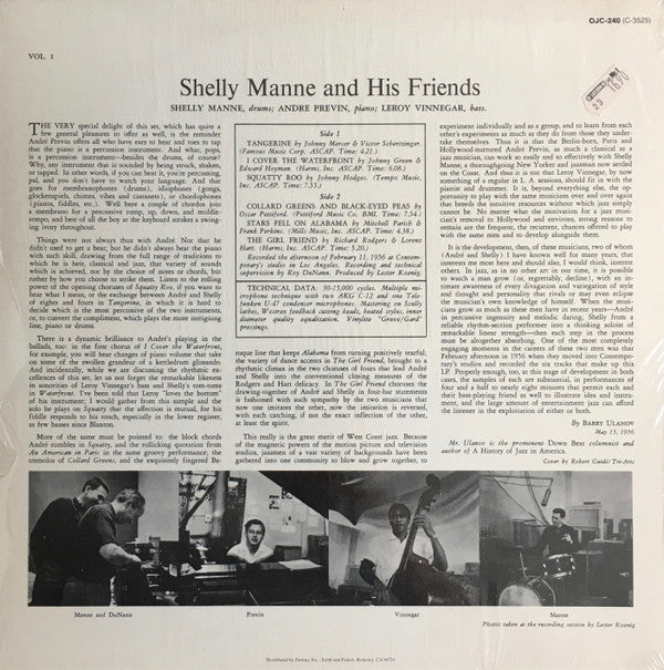 Shelly Manne & His Friends : Shelly Manne & His Friends Vol. 1 (LP, Album, RE)