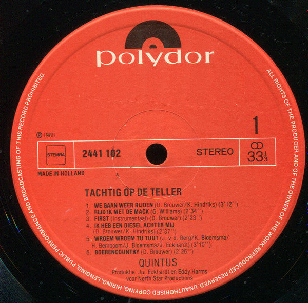 Quintus : Tachtig Op De Teller (LP)