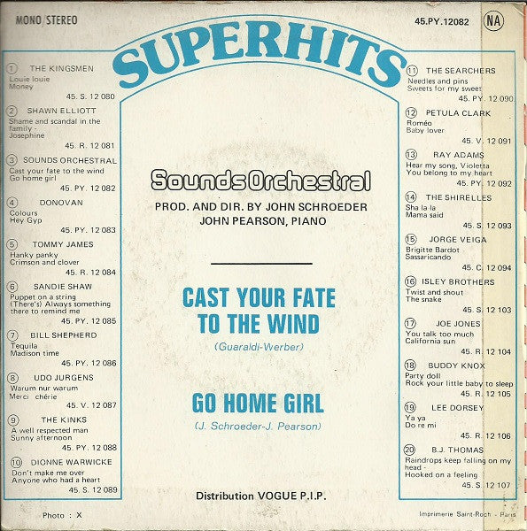 Sounds Orchestral : Cast Your Fate To The Wind / Go Home Girl (7", Single, RE)