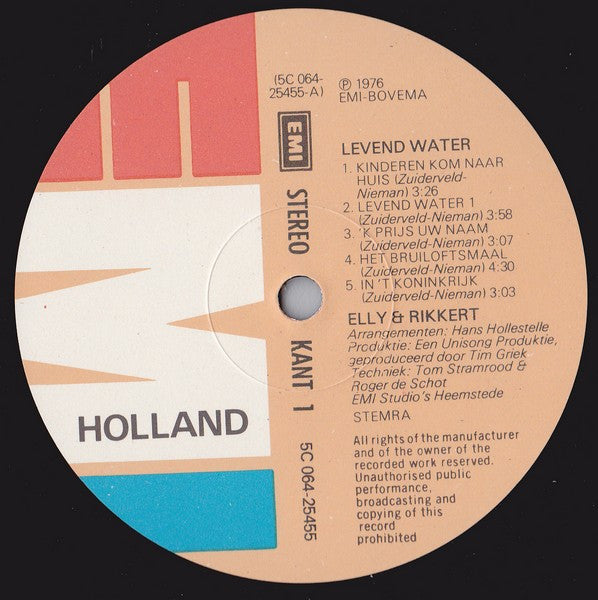 Elly & Rikkert : Levend Water (LP, Album)