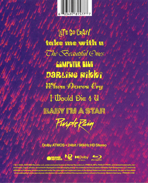 Prince And The Revolution : Purple Rain (Blu-ray, Blu-ray-A, Album, RE, RM, Multichannel, D)
