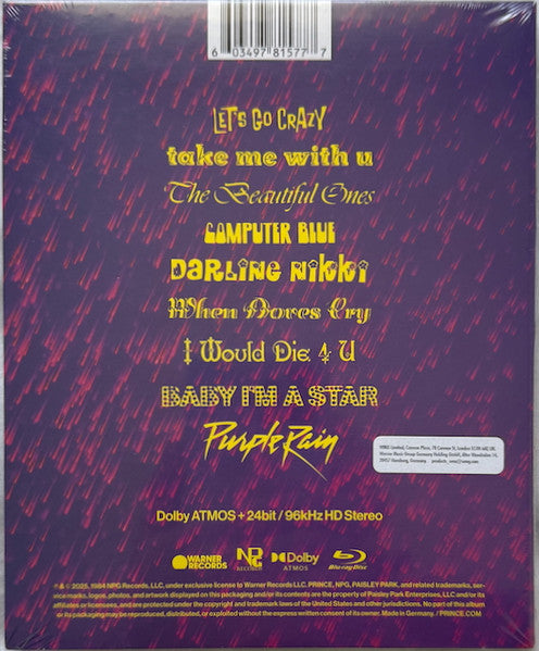 Prince And The Revolution : Purple Rain (Blu-ray, Blu-ray-A, Album, RE, RM, Multichannel, D)