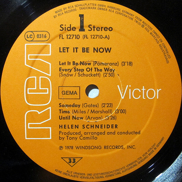 Helen Schneider : Let It Be Now (LP, Album)