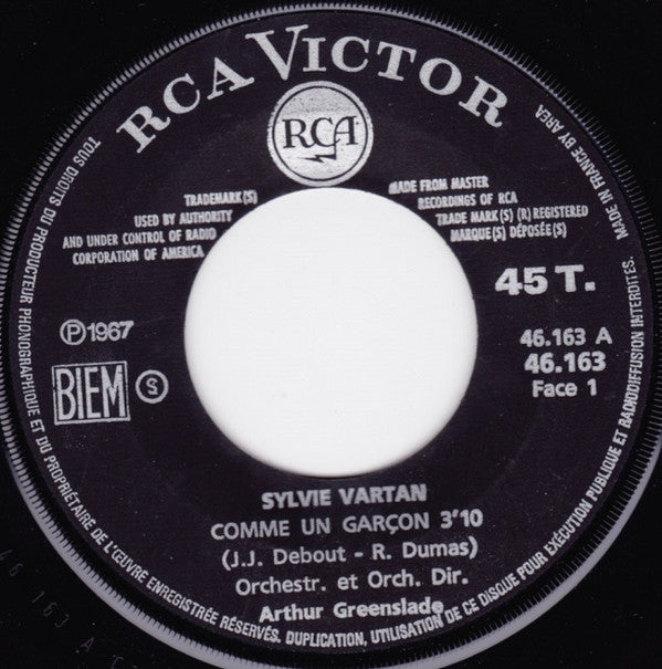 Sylvie Vartan : Comme Un Garçon (7", Single)