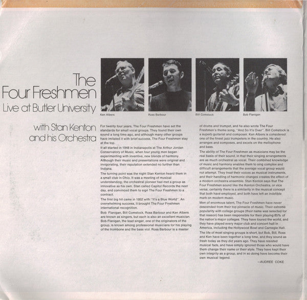The Four Freshmen With Stan Kenton And His Orchestra : Live At Butler University (2xLP, Quad)