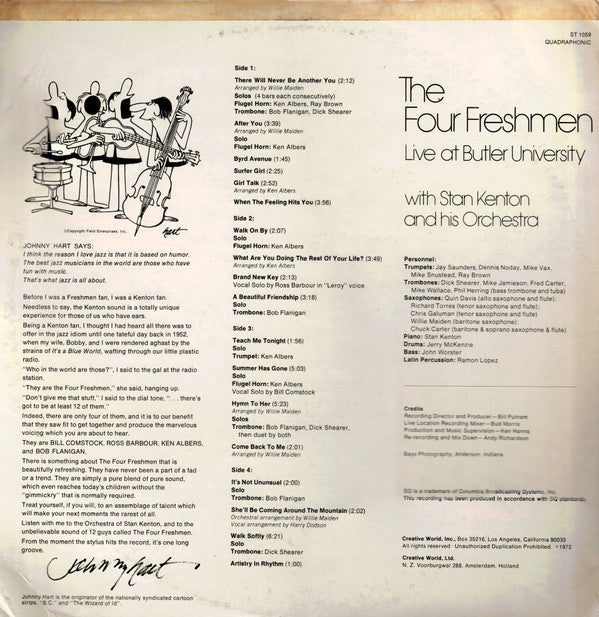 The Four Freshmen With Stan Kenton And His Orchestra : Live At Butler University (2xLP, Quad)