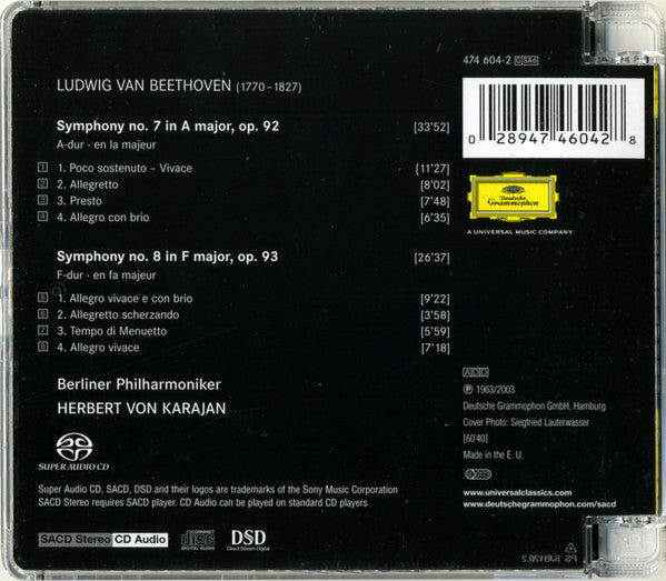 Ludwig van Beethoven – Berliner Philharmoniker, Herbert von Karajan : Symphonies Nos. 7 & 8 (SACD, Hybrid, Comp, RE)