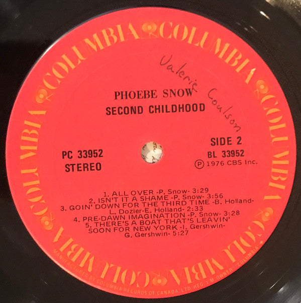 Phoebe Snow : Second Childhood (LP, Album)