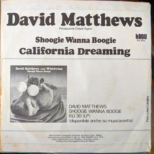 Dave Matthews (3) : Shoogie Wanna Boogie (7", Single)
