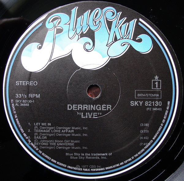 Derringer (2) : Live (LP, Album)