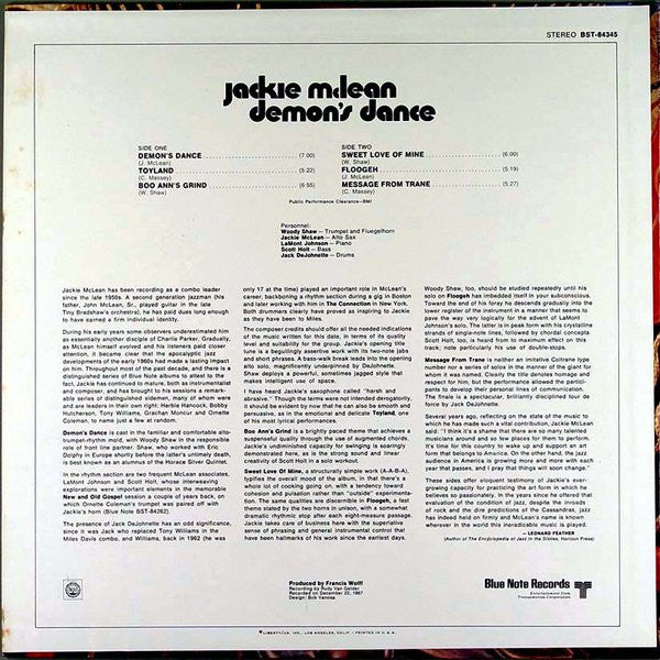 Jackie McLean : Demon's Dance (LP, Album)