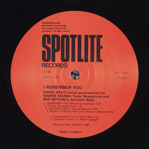 Karin Krog / Warne Marsh / Red Mitchell : I Remember You (LP, Album)