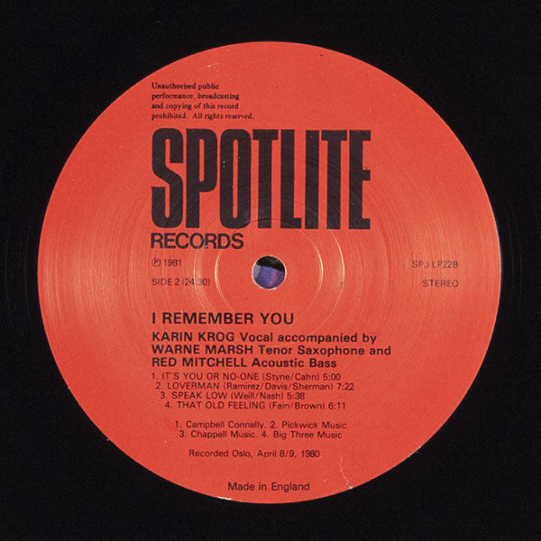 Karin Krog / Warne Marsh / Red Mitchell : I Remember You (LP, Album)