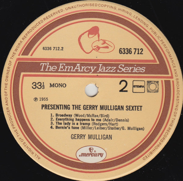 Gerry Mulligan And His Sextet : Presenting The Gerry Mulligan Sextet (LP, Album, Mono, RE)
