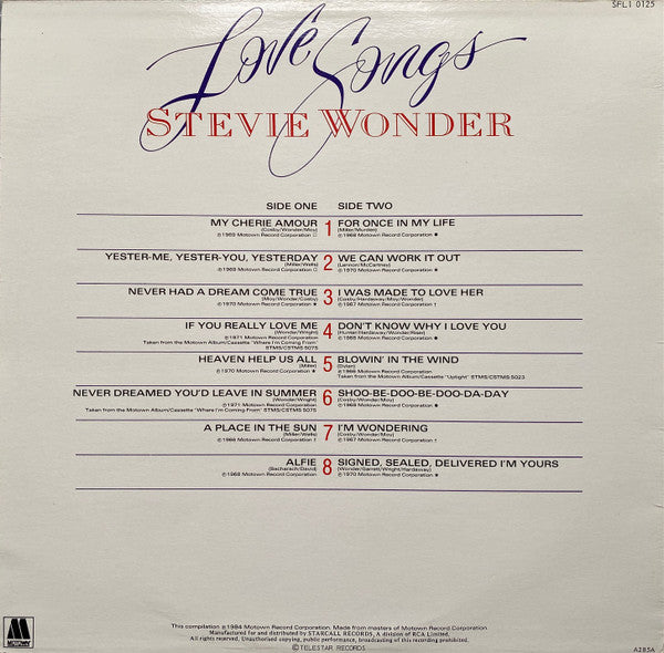 Stevie Wonder : Love Songs - 16 Classic Hits (LP, Comp)