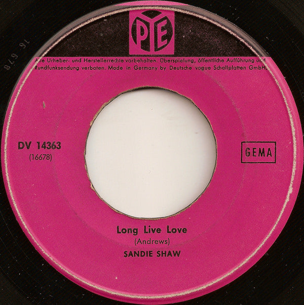 Sandie Shaw : Long Live Love (7", Single)
