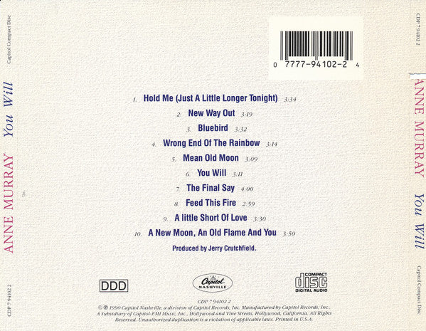 Anne Murray : You Will (CD, Album)