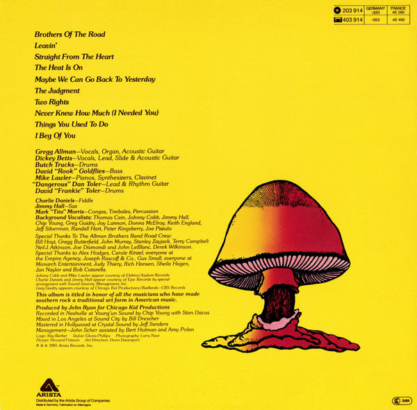 The Allman Brothers Band : Brothers Of The Road (LP, Album)