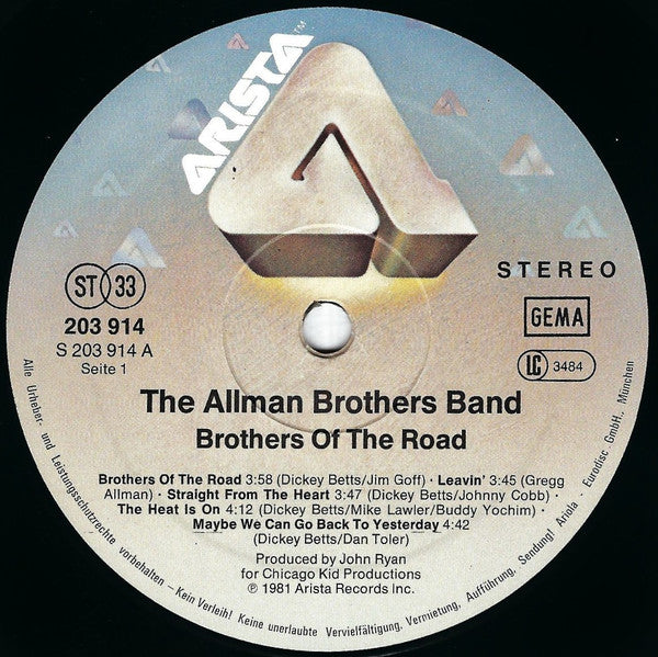 The Allman Brothers Band : Brothers Of The Road (LP, Album)