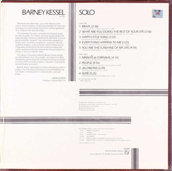 Barney Kessel : Solo (LP, Album)