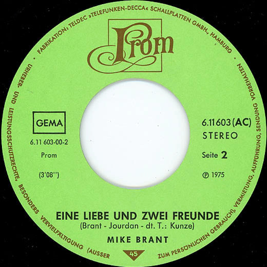 Mike Brant : Au Revoir / Eine Liebe Und Zwei Freunde (7", Single)