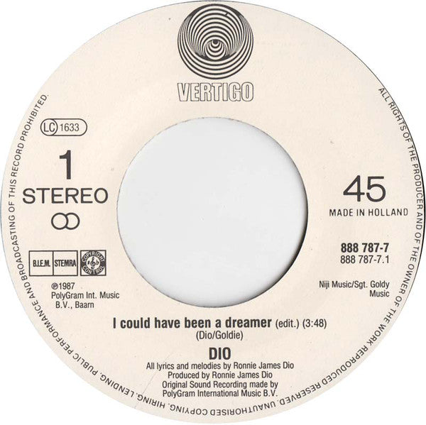 Dio (2) : I Could Have Been A Dreamer (7", Single)