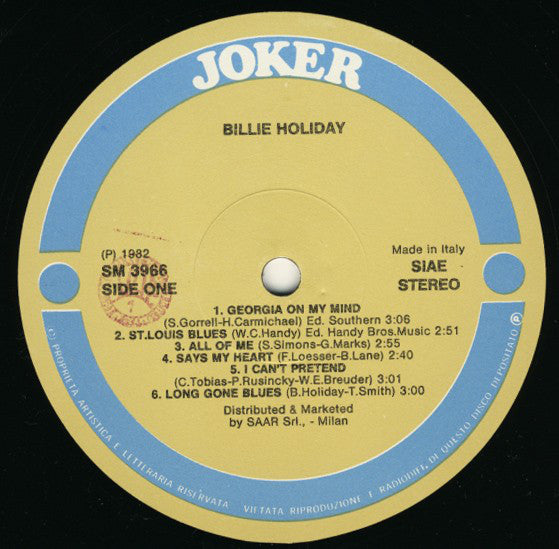 Billie Holiday : Billie Holiday (LP, Comp, RP)