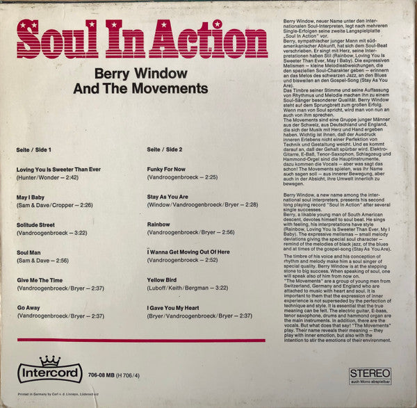 Berry Window And The Movements : Soul In Action (LP, Album)
