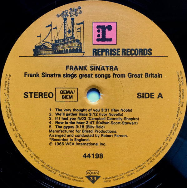 Frank Sinatra : Sinatra Sings Great Songs From Great Britain (LP, Album, RE)