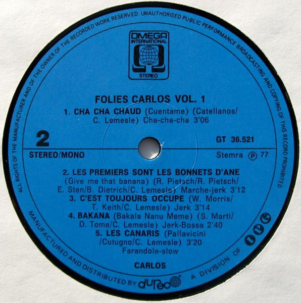 Carlos (3) : Folies Carlos Vol. 1 (LP, Album)