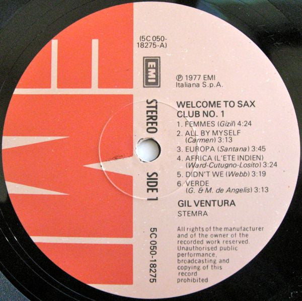 Gil Ventura : Welcome To Saxclub No. 1 (LP, Comp)