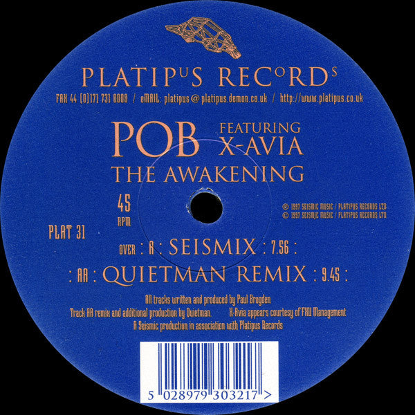 Pob Featuring X-Avia : The Awakening (12", Blu)