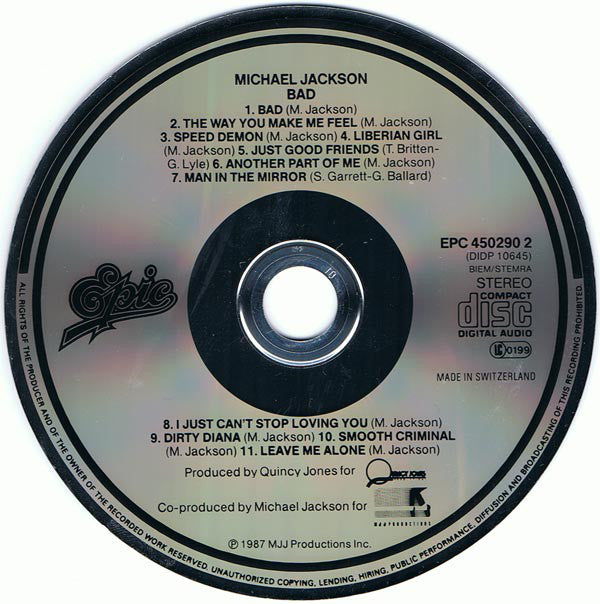 Michael Jackson : Bad (CD, Album)