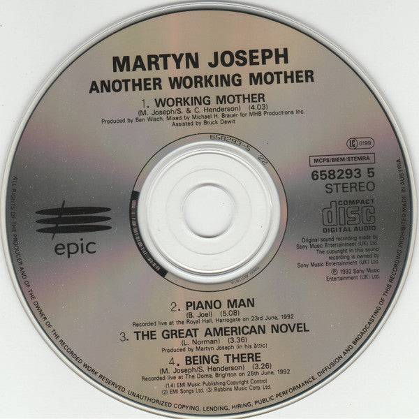 Martyn Joseph : Working Mother (CD, Maxi)