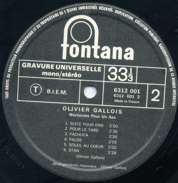 Olivier Gallois Et Son Septuor : Nocturnes Pour Un Sax (LP, Album)
