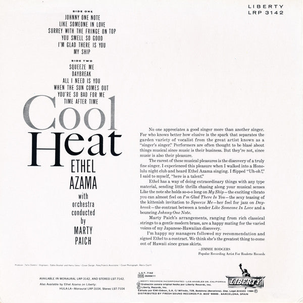 Ethel Azama : Cool Heat (LP, Album, RP)