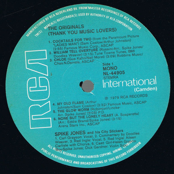 Spike Jones And His City Slickers : Thank You Music Lovers (LP, Album, Comp, Mono, RE)