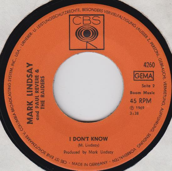 Mark Lindsay and Paul Revere & The Raiders : Let Me  (7", Single)