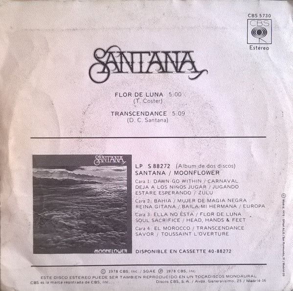 Santana : Flor De Luna (7", Single)