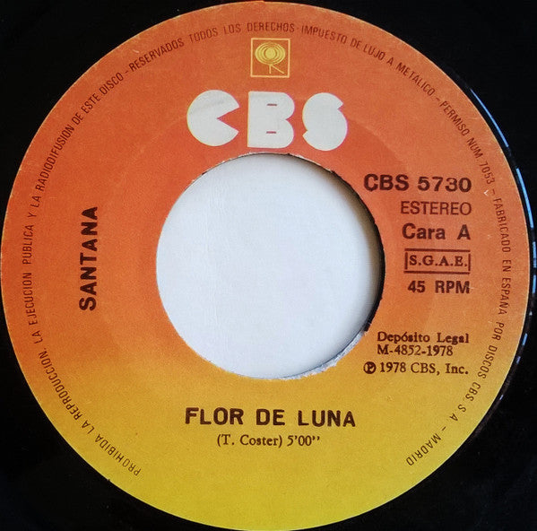 Santana : Flor De Luna (7", Single)